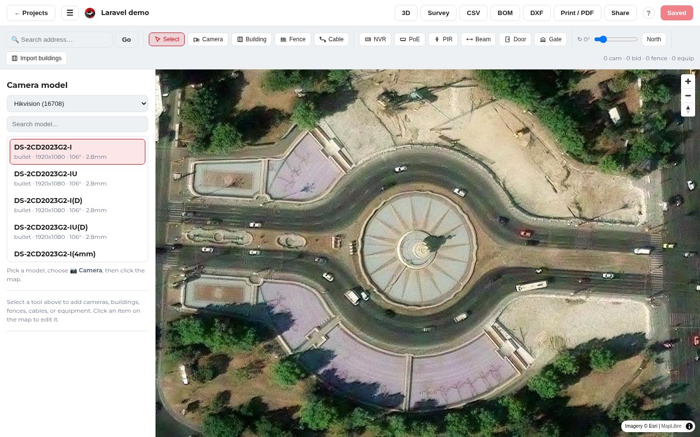 TENNET CCTV Planner — editor pe hartă